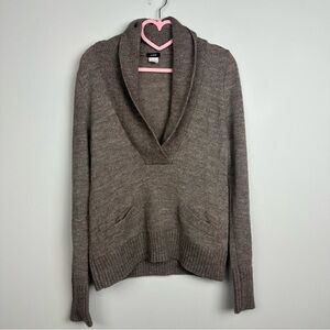 J. Crew Brown V-Neck With Pockets Sweater Size Large